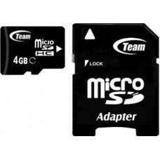 Карта памяти MicroSDHC 4GB Class 4 Team + SD-adapter (TUSDH4GCL403)