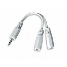 Аудио-кабель Gembird CCA-415W, 3.5 mm stereo plug to double 3.5 mm sockets 0,1 м, стерео, White